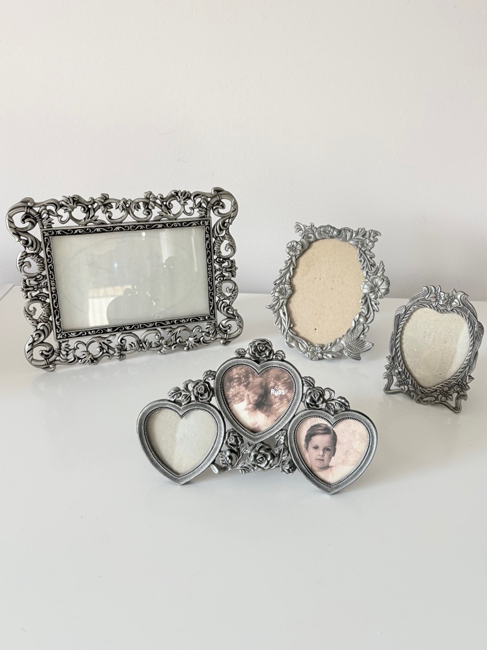 Pewter Picture Frame Bundle Vintage Victorian Art Nouveau Romantic Ornate